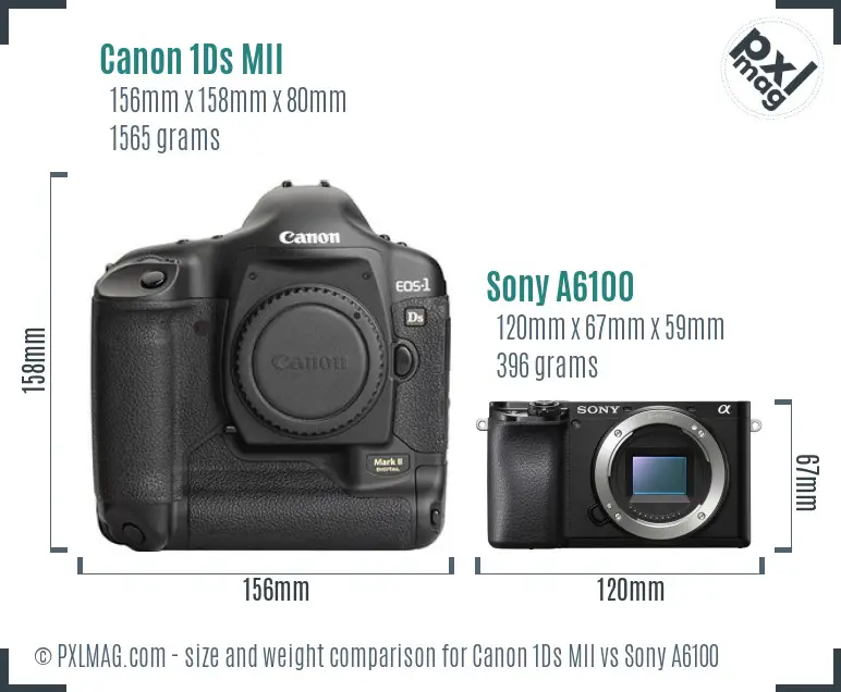 Canon 1Ds MII vs Sony A6100 size comparison Canon 1Ds MII vs Sony A6100 size comparison