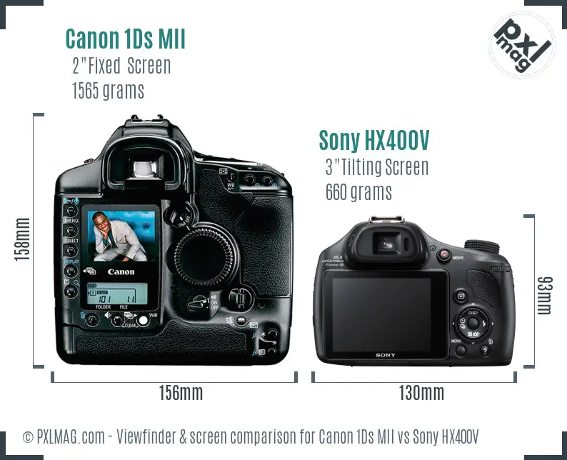 Canon 1Ds MII vs Sony HX400V Screen and Viewfinder comparison
