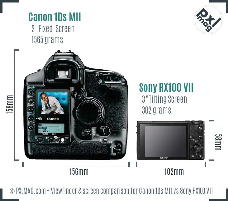 Canon 1Ds MII vs Sony RX100 VII Screen and Viewfinder comparison