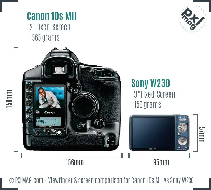 Canon 1Ds MII vs Sony W230 Screen and Viewfinder comparison Canon 1Ds MII vs Sony W230 Screen and Viewfinder comparison
