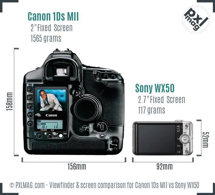 Canon 1Ds MII vs Sony WX50 Screen and Viewfinder comparison