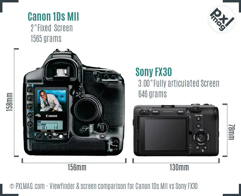 Canon 1Ds MII vs Sony FX30 Screen and Viewfinder comparison Canon 1Ds MII vs Sony FX30 Screen and Viewfinder comparison