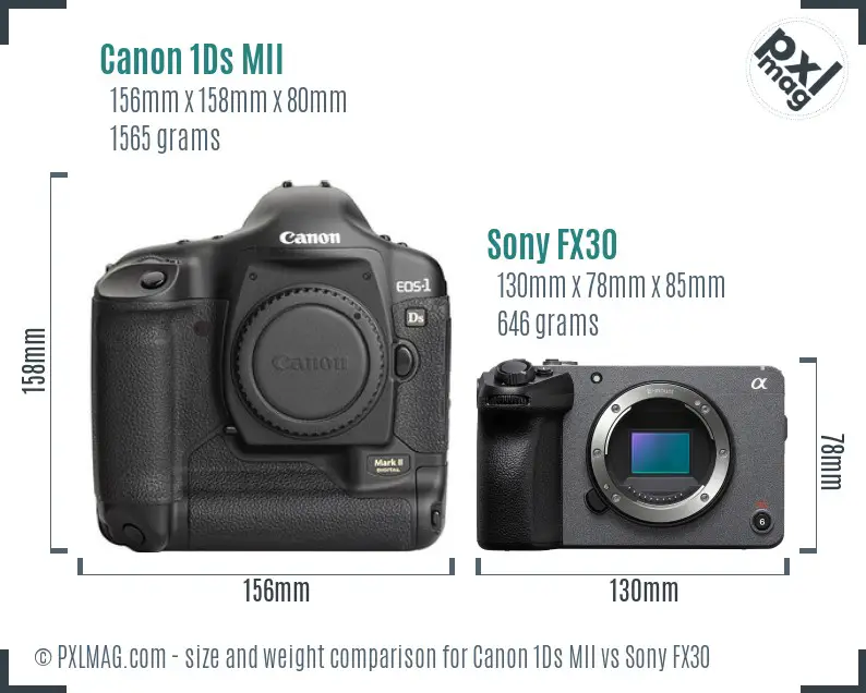 Canon 1Ds MII vs Sony FX30 size comparison Canon 1Ds MII vs Sony FX30 size comparison