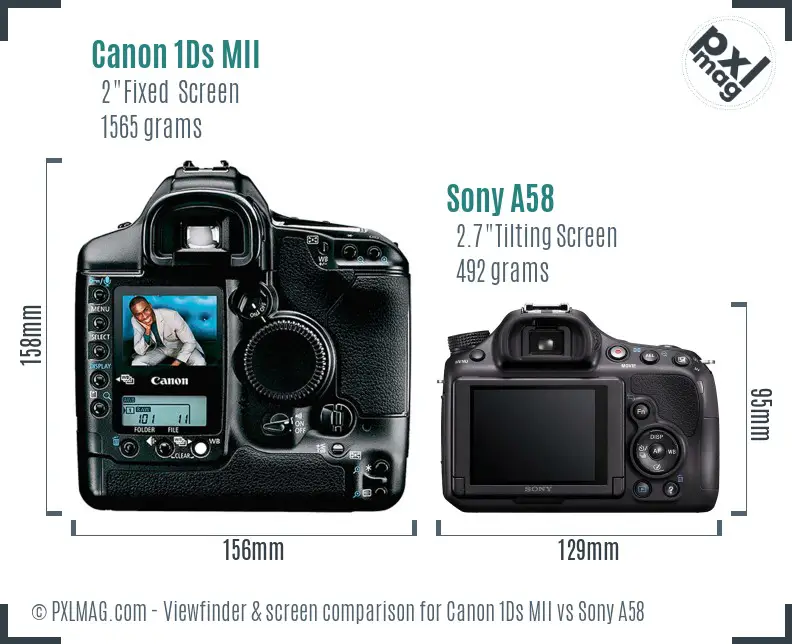 Canon 1Ds MII vs Sony A58 Screen and Viewfinder comparison