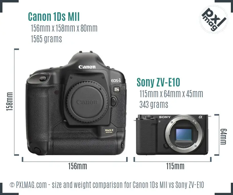 Canon 1Ds MII vs Sony ZV-E10 size comparison Canon 1Ds MII vs Sony ZV-E10 size comparison