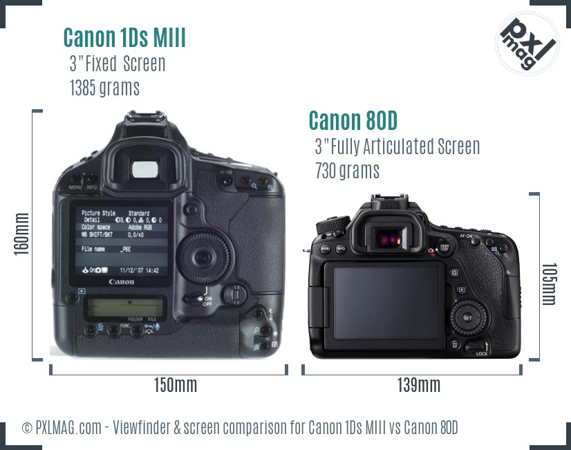 Canon 1Ds MIII vs Canon 80D Screen and Viewfinder comparison