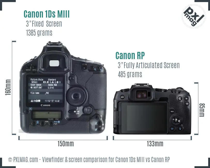 Canon 1Ds MIII vs Canon RP Screen and Viewfinder comparison
