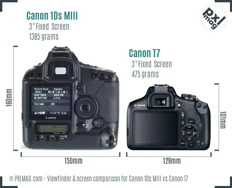 Canon 1Ds MIII vs Canon T7 Screen and Viewfinder comparison