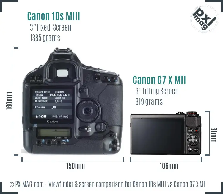 Canon 1Ds MIII vs Canon G7 X MII Screen and Viewfinder comparison Canon 1Ds MIII vs Canon G7 X MII Screen and Viewfinder comparison