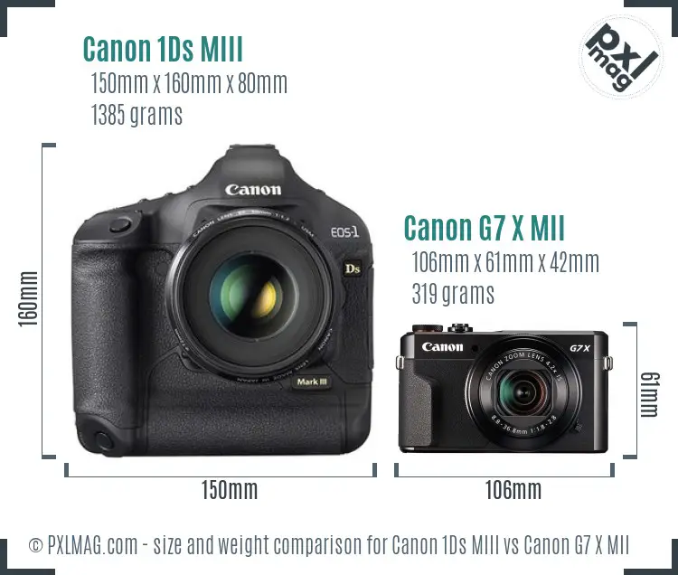 Canon 1Ds MIII vs Canon G7 X MII size comparison Canon 1Ds MIII vs Canon G7 X MII size comparison