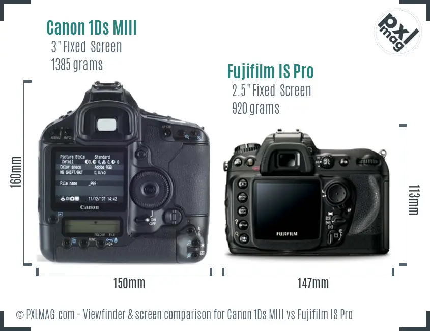 Canon 1Ds MIII vs Fujifilm IS Pro Screen and Viewfinder comparison