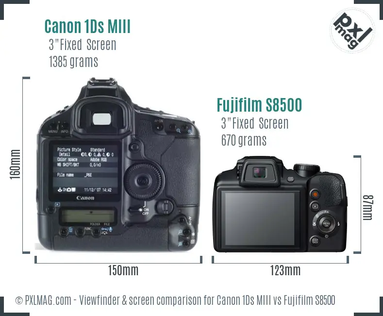Canon 1Ds MIII vs Fujifilm S8500 Screen and Viewfinder comparison