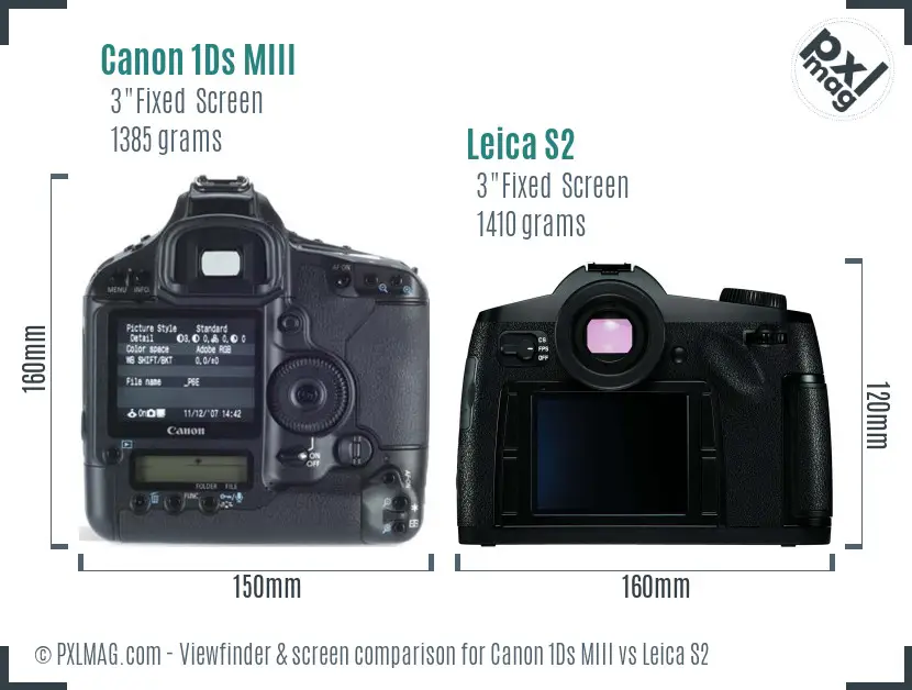 Canon 1Ds MIII vs Leica S2 Screen and Viewfinder comparison