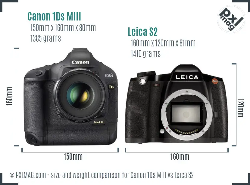 Canon 1Ds MIII vs Leica S2 size comparison