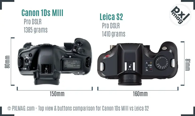 Canon 1Ds MIII vs Leica S2 top view buttons comparison