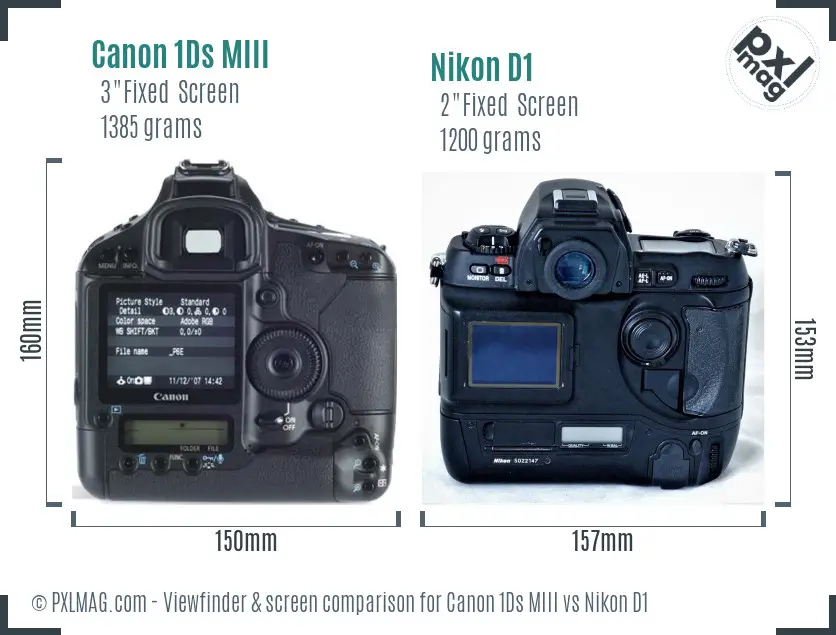 Canon 1Ds MIII vs Nikon D1 Screen and Viewfinder comparison
