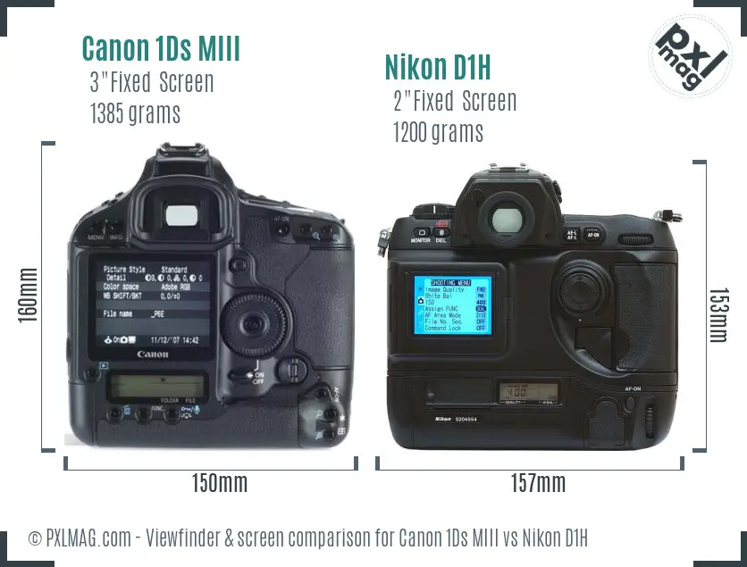 Canon 1Ds MIII vs Nikon D1H Screen and Viewfinder comparison