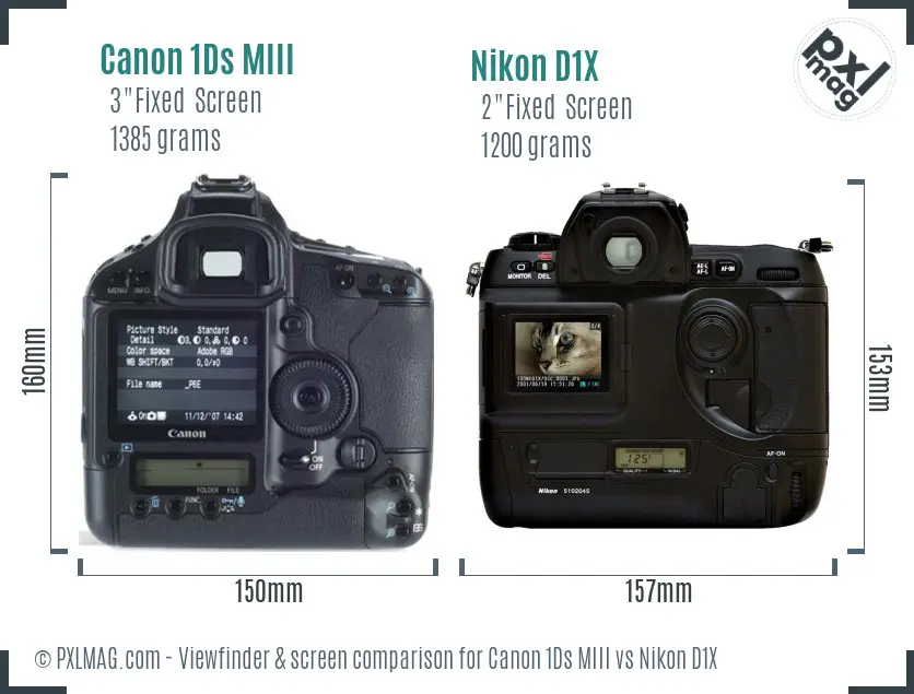 Canon 1Ds MIII vs Nikon D1X Screen and Viewfinder comparison