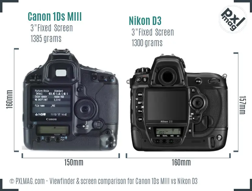 Canon 1Ds MIII vs Nikon D3 Screen and Viewfinder comparison