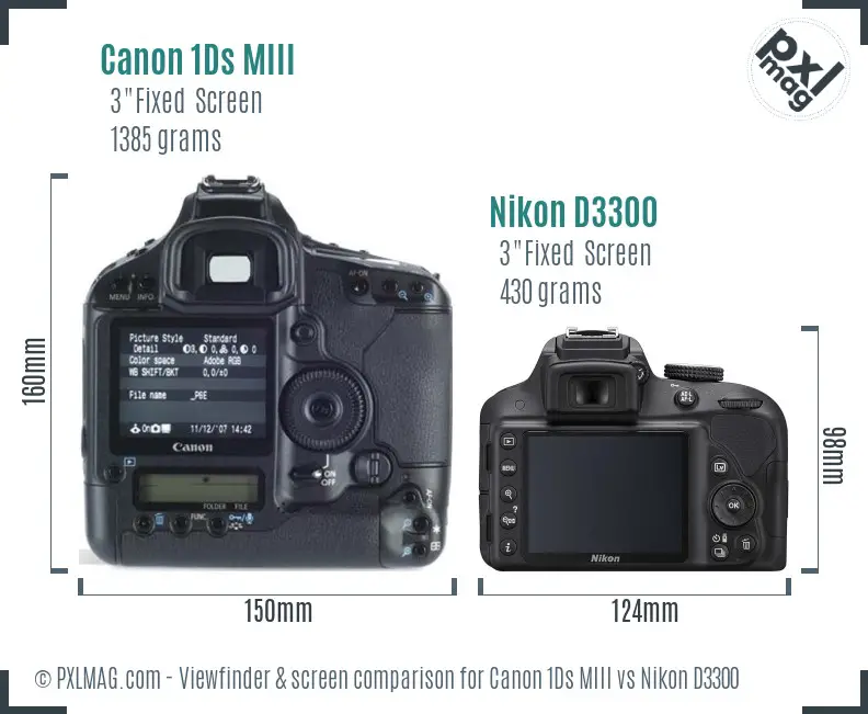 Canon 1Ds MIII vs Nikon D3300 Screen and Viewfinder comparison Canon 1Ds MIII vs Nikon D3300 Screen and Viewfinder comparison