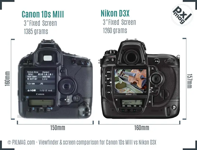 Canon 1Ds MIII vs Nikon D3X Screen and Viewfinder comparison