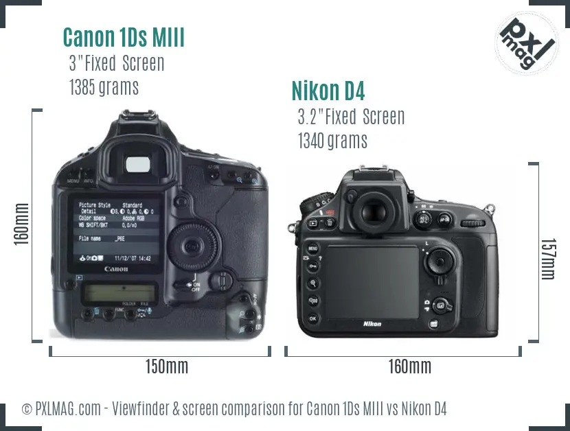 Canon 1Ds MIII vs Nikon D4 Screen and Viewfinder comparison