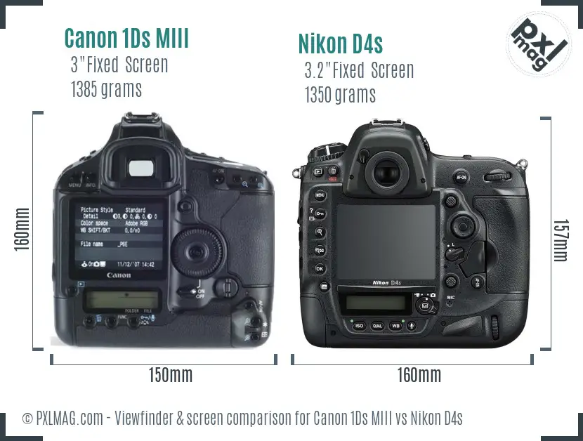 Canon 1Ds MIII vs Nikon D4s Screen and Viewfinder comparison