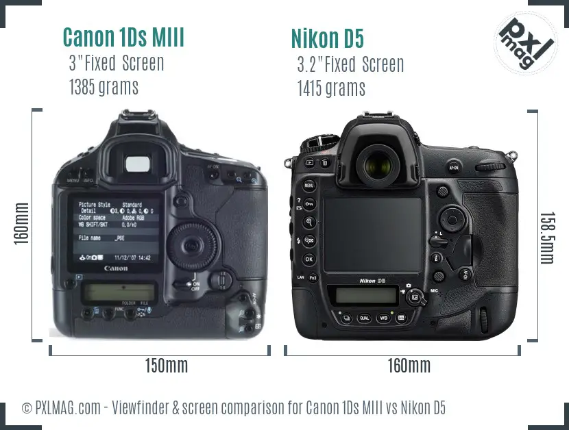 Canon 1Ds MIII vs Nikon D5 Screen and Viewfinder comparison