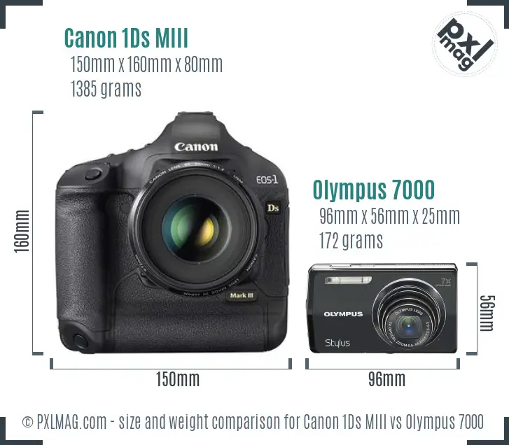 Canon 1Ds MIII vs Olympus 7000 size comparison