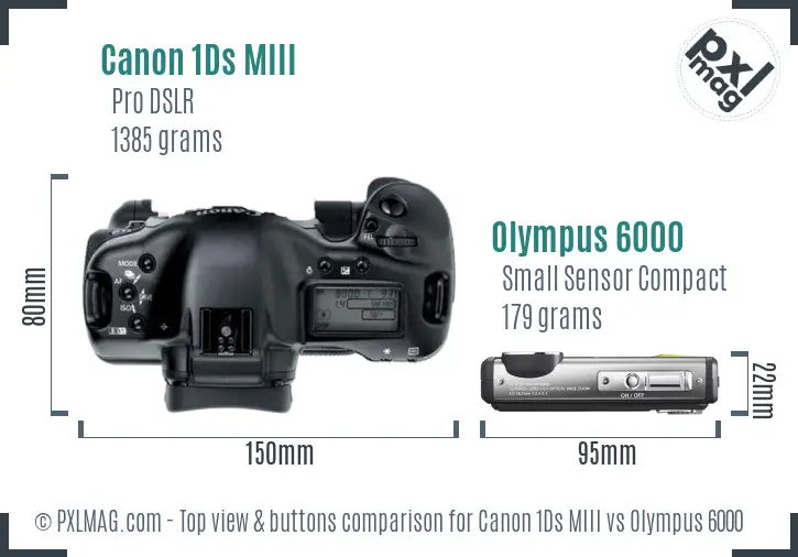 Canon 1Ds MIII vs Olympus 6000 top view buttons comparison