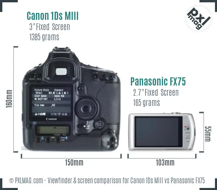 Canon 1Ds MIII vs Panasonic FX75 Screen and Viewfinder comparison