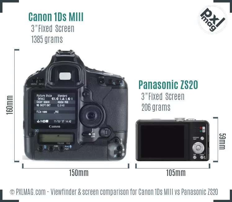 Canon 1Ds MIII vs Panasonic ZS20 Screen and Viewfinder comparison