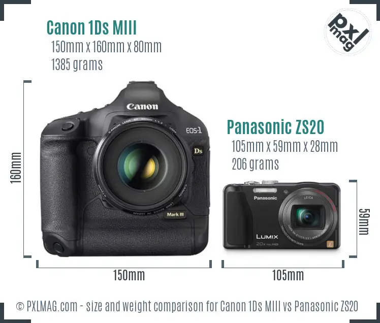 Canon 1Ds MIII vs Panasonic ZS20 size comparison