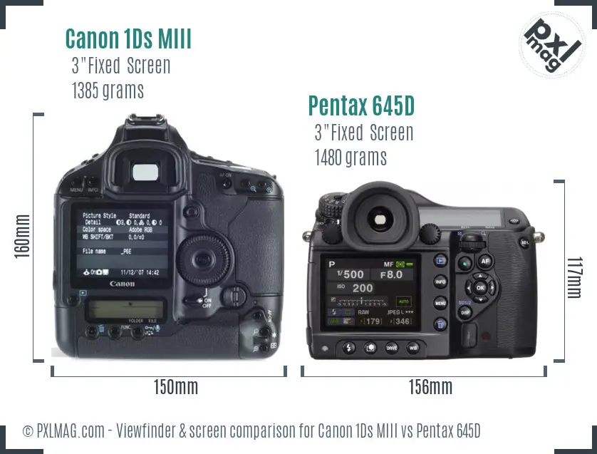 Canon 1Ds MIII vs Pentax 645D Screen and Viewfinder comparison