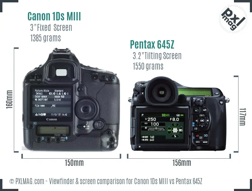 Canon 1Ds MIII vs Pentax 645Z Screen and Viewfinder comparison