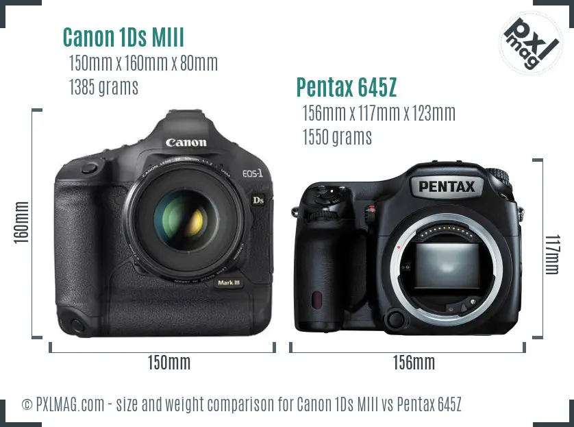 Canon 1Ds MIII vs Pentax 645Z size comparison