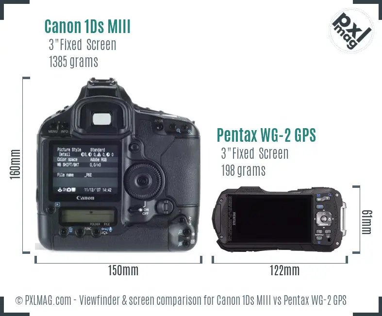 Canon 1Ds MIII vs Pentax WG-2 GPS Screen and Viewfinder comparison