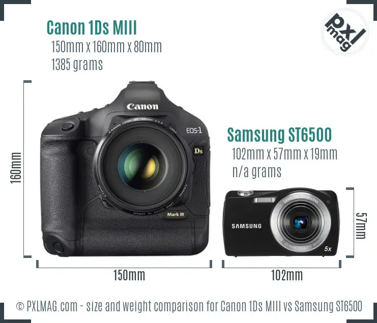 Canon 1Ds MIII vs Samsung ST6500 size comparison