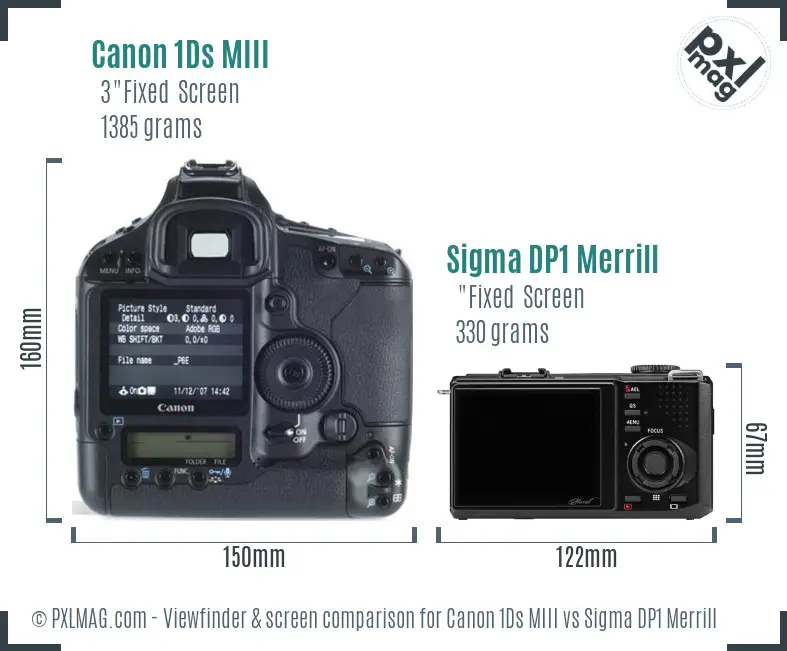 Canon 1Ds MIII vs Sigma DP1 Merrill Screen and Viewfinder comparison