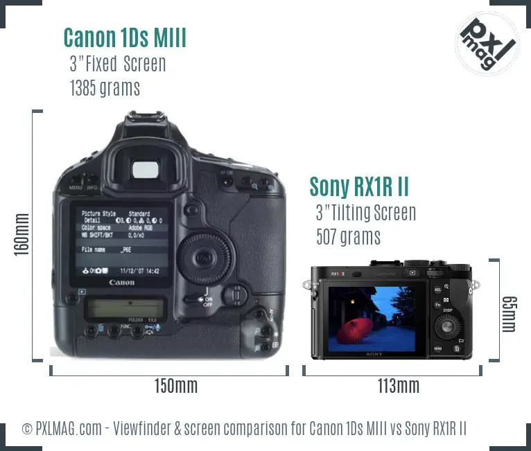 Canon 1Ds MIII vs Sony RX1R II Screen and Viewfinder comparison