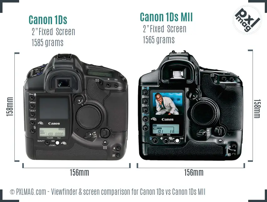 Canon 1Ds vs Canon 1Ds MII Screen and Viewfinder comparison