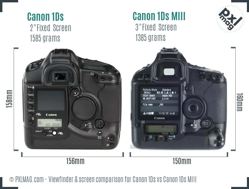 Canon 1Ds vs Canon 1Ds MIII Screen and Viewfinder comparison