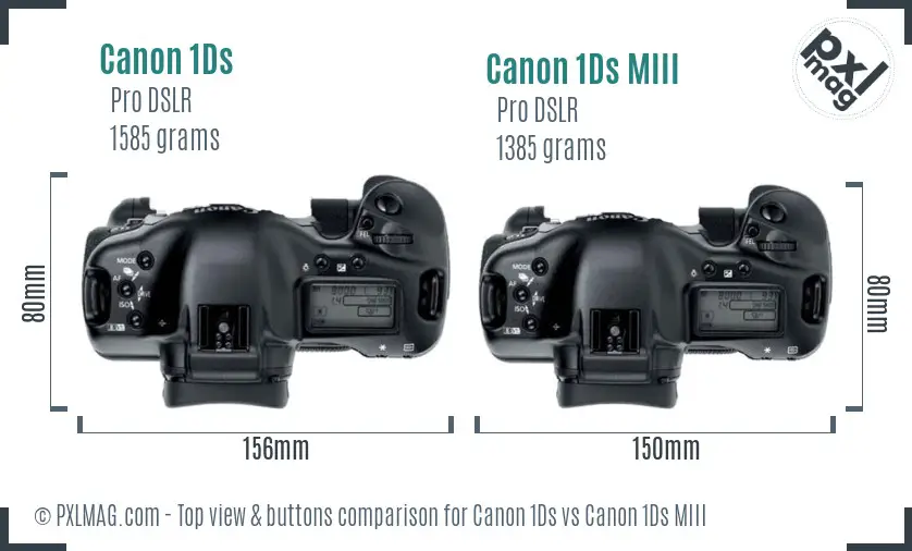 Canon 1Ds vs Canon 1Ds MIII top view buttons comparison