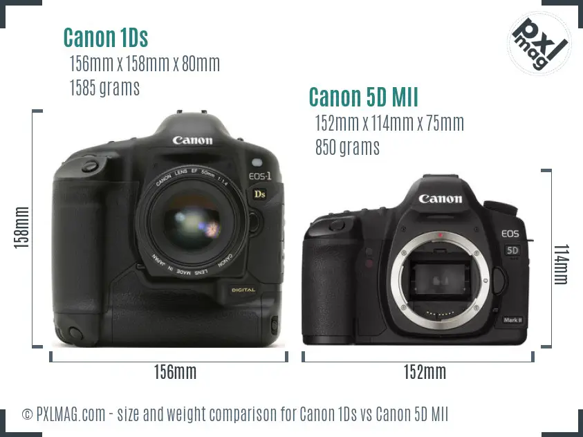 Canon 1Ds vs Canon 5D MII size comparison Canon 1Ds vs Canon 5D MII size comparison