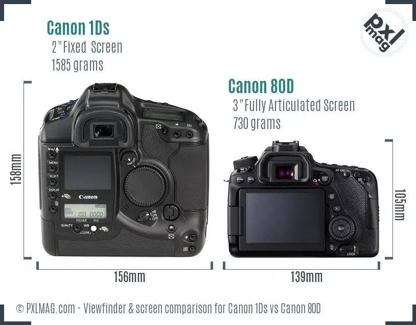 Canon 1Ds vs Canon 80D Screen and Viewfinder comparison Canon 1Ds vs Canon 80D Screen and Viewfinder comparison