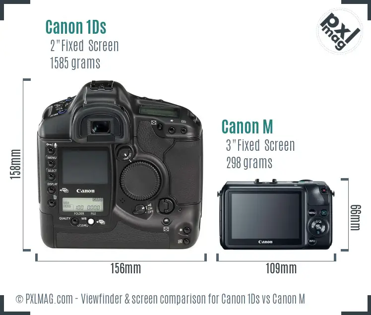 Canon 1Ds vs Canon M Screen and Viewfinder comparison