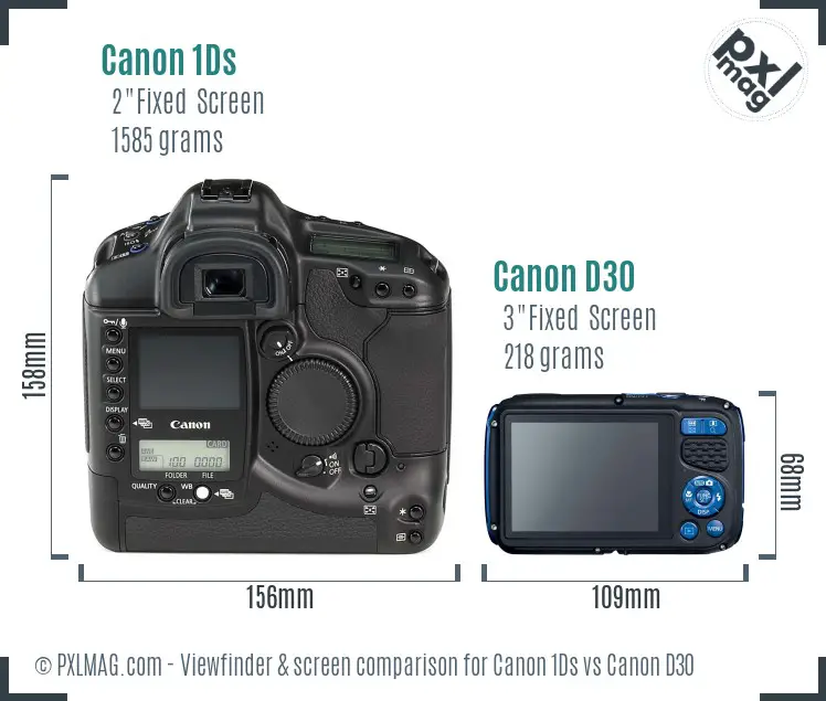 Canon 1Ds vs Canon D30 Screen and Viewfinder comparison