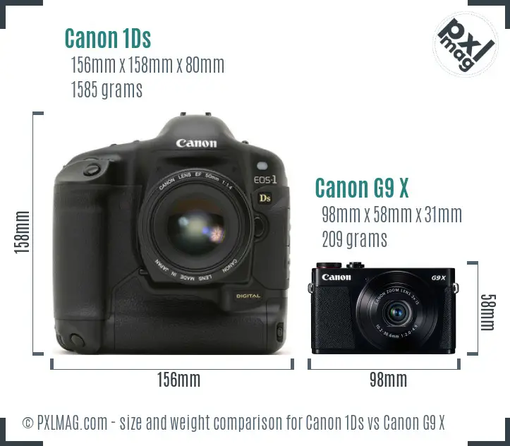 Canon 1Ds vs Canon G9 X size comparison