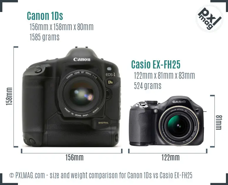 Canon 1Ds vs Casio EX-FH25 size comparison