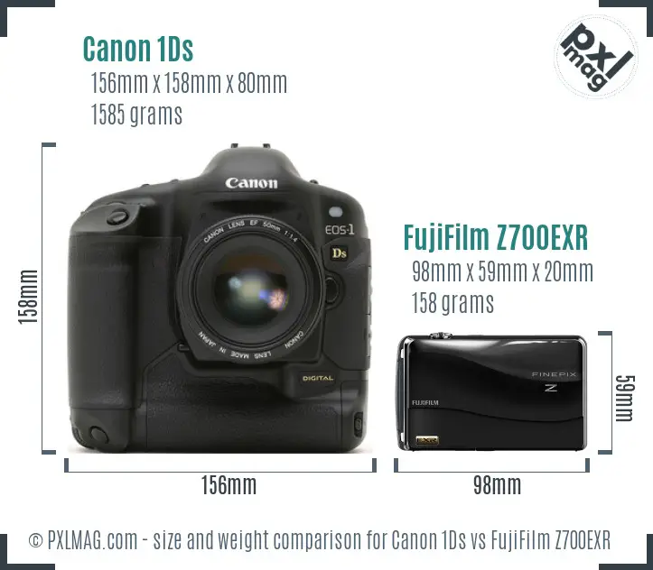 Canon 1Ds vs FujiFilm Z700EXR size comparison